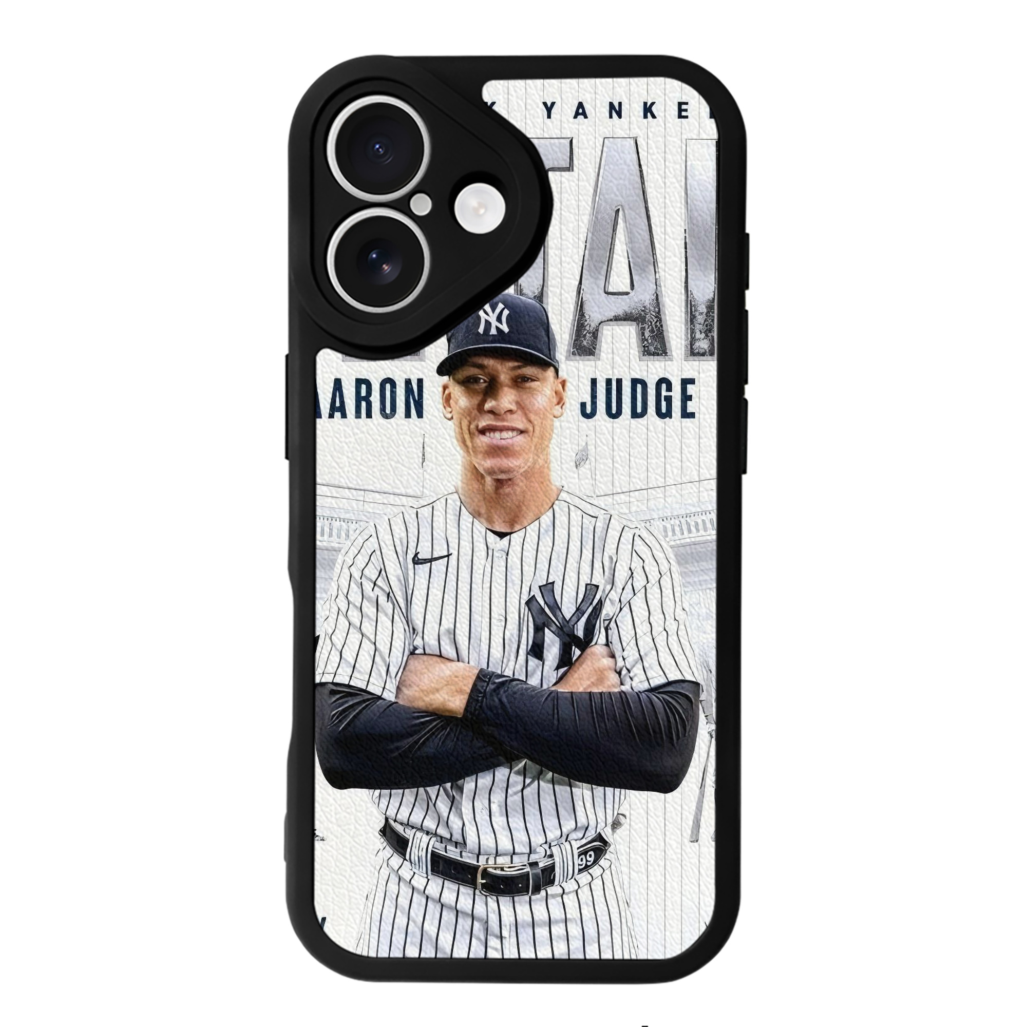 Aaron Judge Yankees Captain IPhone 16 Silicone Leather Case – UV Print, Lambskin Texture – Perfect Fit, Wireless Charging Compatible, Scratch Resistant, Precise Cutouts – Stylish Protection For IPhone 16